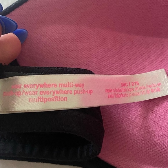 Victorias Secret Pink Bra Wear Everywhere Strapless Multi Way Push Up Black - Picture 5 of 5